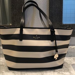 Kate Spade Cream and Black Stripe Tote- excellent